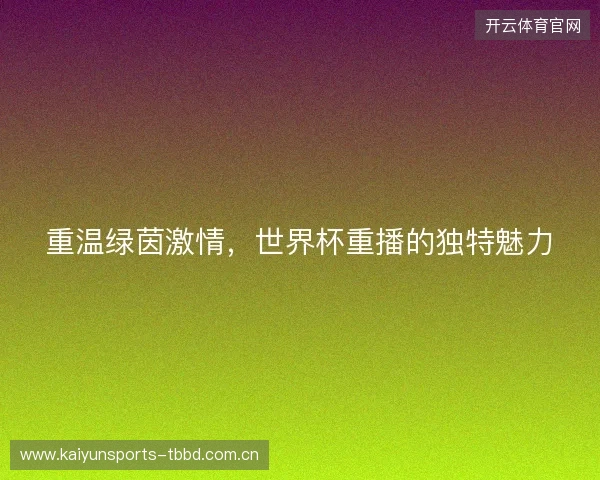 重温绿茵激情，世界杯重播的独特魅力